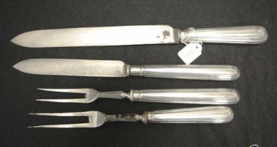 Vintage four piece silver handle carving set