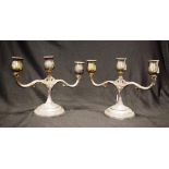 Pair early silver plate candelabras