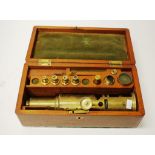 Antique Victorian field barrel brass microscope