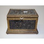 Vintage French decorated brass jewel casket