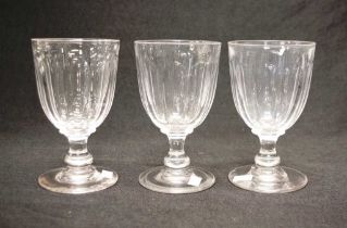 Three Victorian wine glasses