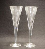 Two Waterford "incline geo" champagne flutes