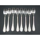 Set eight Christofle silver plate oyster forks