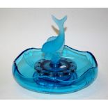Art Deco blue depression glass float bowl