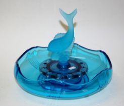 Art Deco blue depression glass float bowl