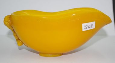 Chinese carved yellow glass bowl