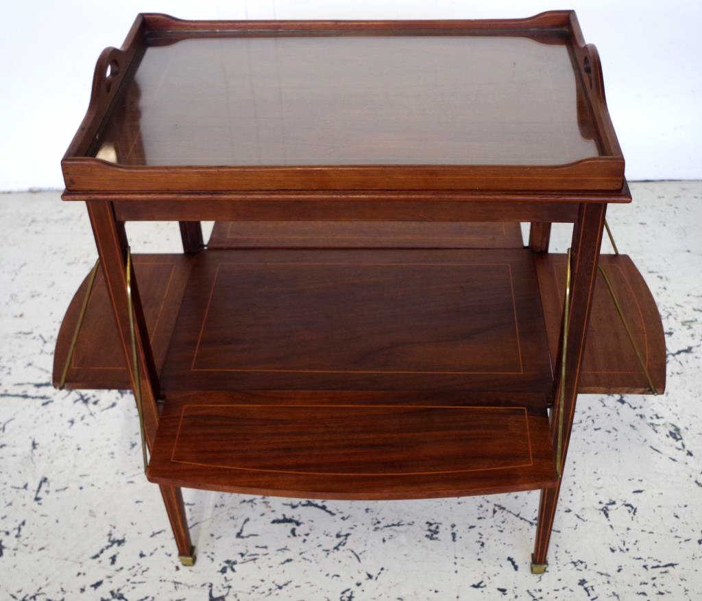 Neoclassical style inlaid mahogany tray top table - Image 3 of 4