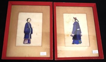 Two Chinese framed portraits on rice paper