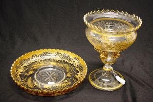 Victorian hand gilded crystal centrepiece bowl