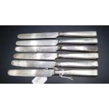 Six William IV sterling silver fruit knives