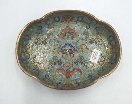 Good Chinese cloisonne decorated brass dish