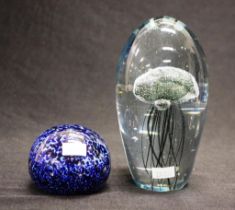 Jellyfish form glass paperweight