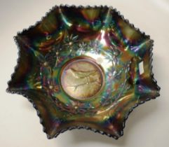 Australian amethyst carnival glass bowl