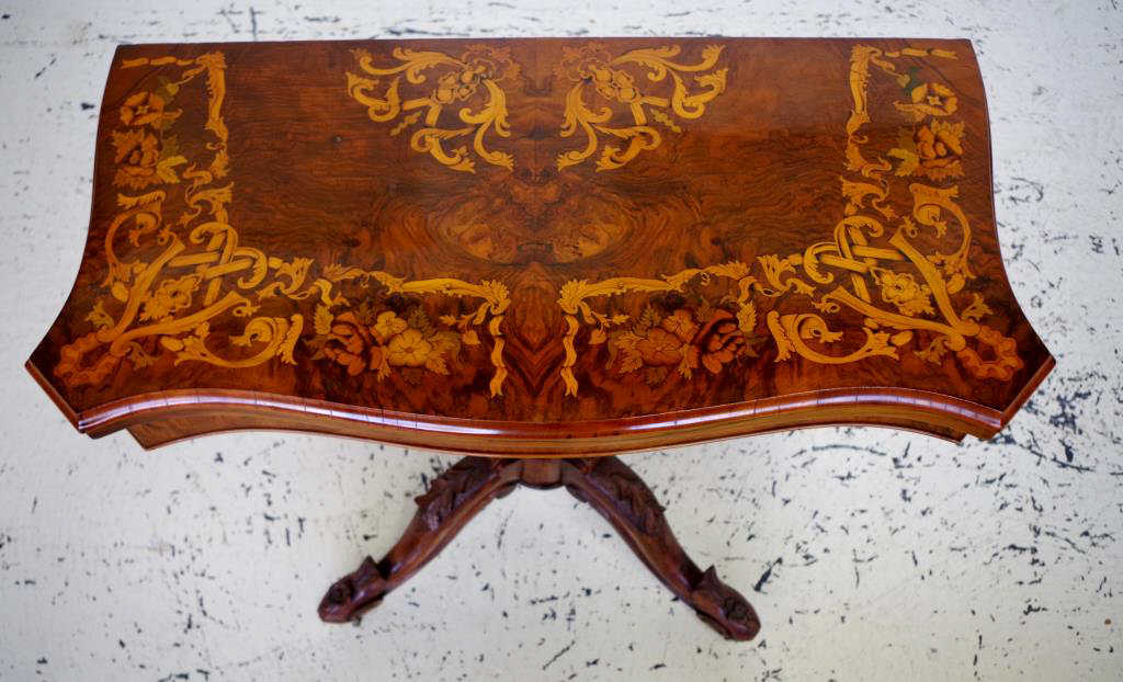 Victorian Inlaid walnut card table - Image 2 of 3