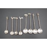 Group eight Indian vintage silver salt spoons