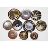 Ten various early celluloid buttons