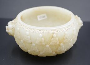 Chinese carved white jade bowl