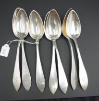 Set seven Continental silver soup spoons