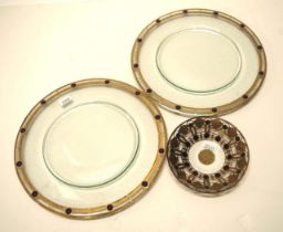 Two Peter Crisp Studio Glass plates & a dish