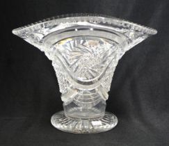 Good large cut crystal basket vase