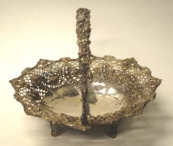 Victorian silver swing handled basket