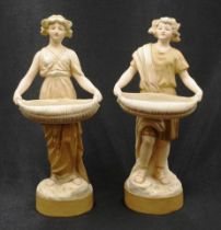 Two Royal Dux water carrier figures