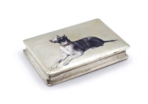 Antique enamel & silver snuff box (Great Dane dog)