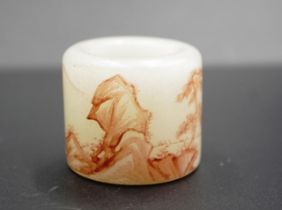 Chinese painted glass archer's ring/toggle