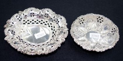 Two Edward VII sterling silver pierced dishes