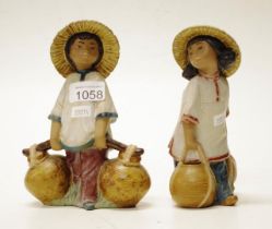 Two Lladro Gres young Chinese children figurines