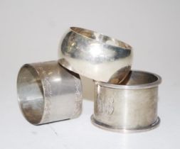 Three Australian silver napkin rings