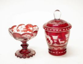 Two early Bohemian red glass pieces