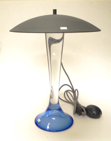 Kosta Boda blue glass table lamp & shade