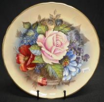 Aynsley signed "cabbage rose"cabinet plate