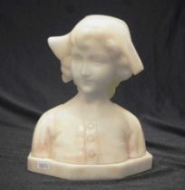 Italian carved alabaster bust of a peasant girl