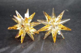 Pair of Swarovski gold crystal star candle holders