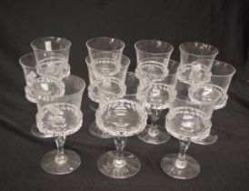 Eleven various French crystal stemmed wine glasses