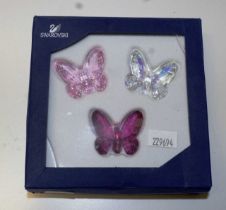 Set of three Swarovski crystal butterflies