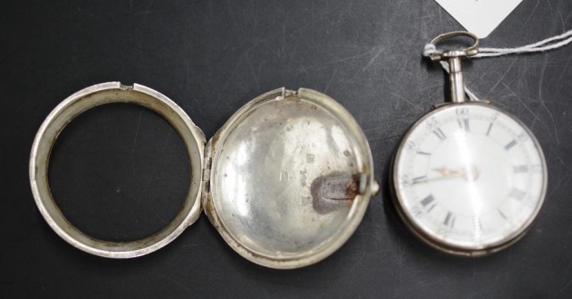 Early George III pair cased silver pocket watch - Image 4 of 10