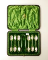 Cased set Elizabeth II silver coffee spoons