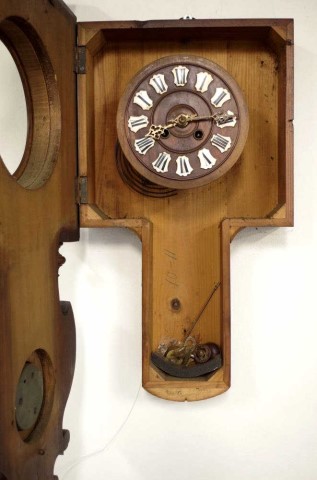 Antique European wall clock with thermometer - Image 2 of 3