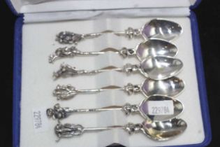 Six Australian silver floral coffee spoons