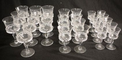 Thirty various French crystal drinking glasses