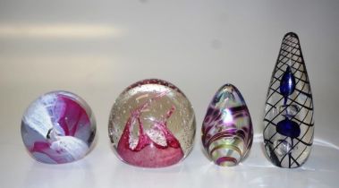 Four various Art Glass paperweights