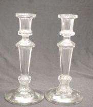 Pair of Victorian cut glass candlesticks