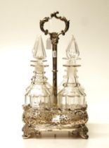 Victorian sterling silver four bottle tantalus