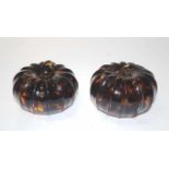 Two Chinese turtle shell pattern glass pumpkins