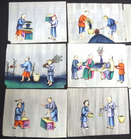 Twelve Chinese figural painting on rice paper - Image 3 of 4