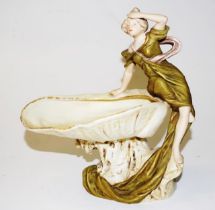 Royal Dux art nouveau lady seated on a shell