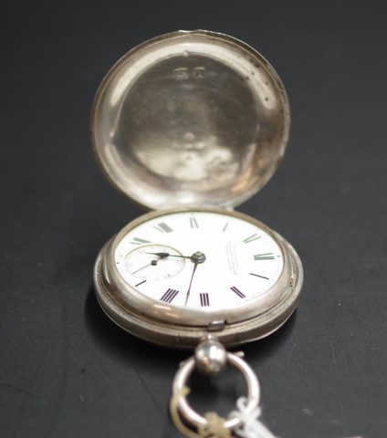 Edwardian sterling silver full hunter pocket watch - Image 4 of 6